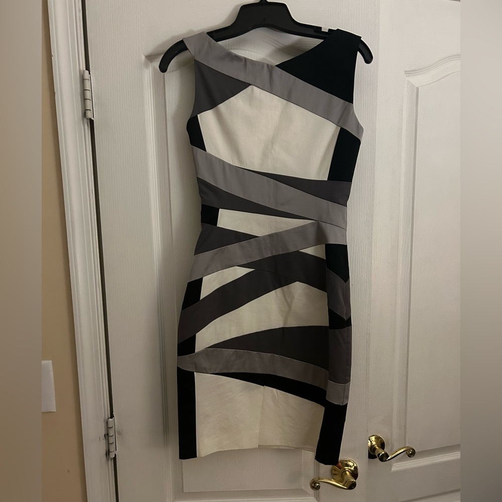 Karen Millen Slimming Dress in Black White and Gray